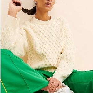 Women’s Vigoss Tie-back Pullover Cream Cable Knit Sweater